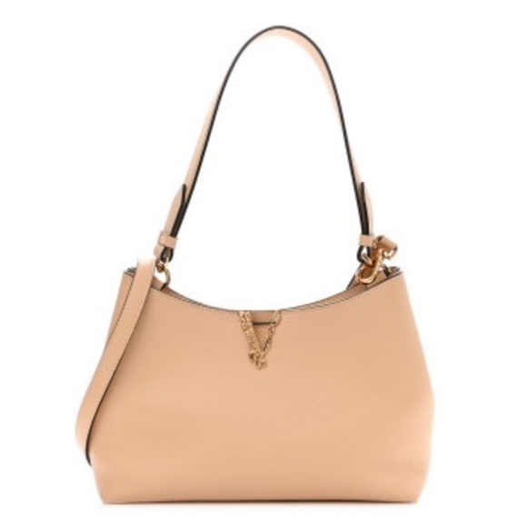 Versace Handbags - Versace Nude Calf Leather Small Hobo Shoulder Bag